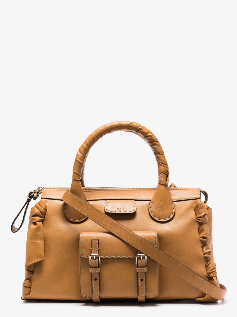 Brown Edith Medium Leather Tote Bag