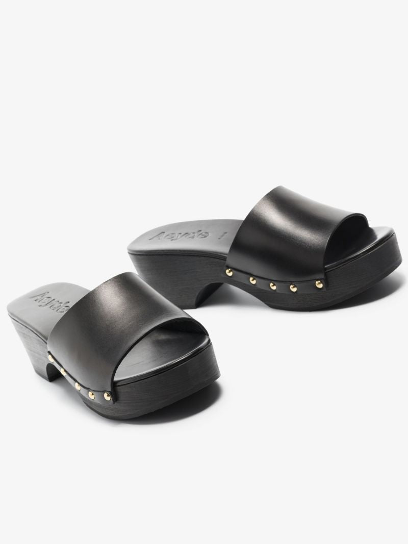 Black Bobbie 55 Leather Clogs