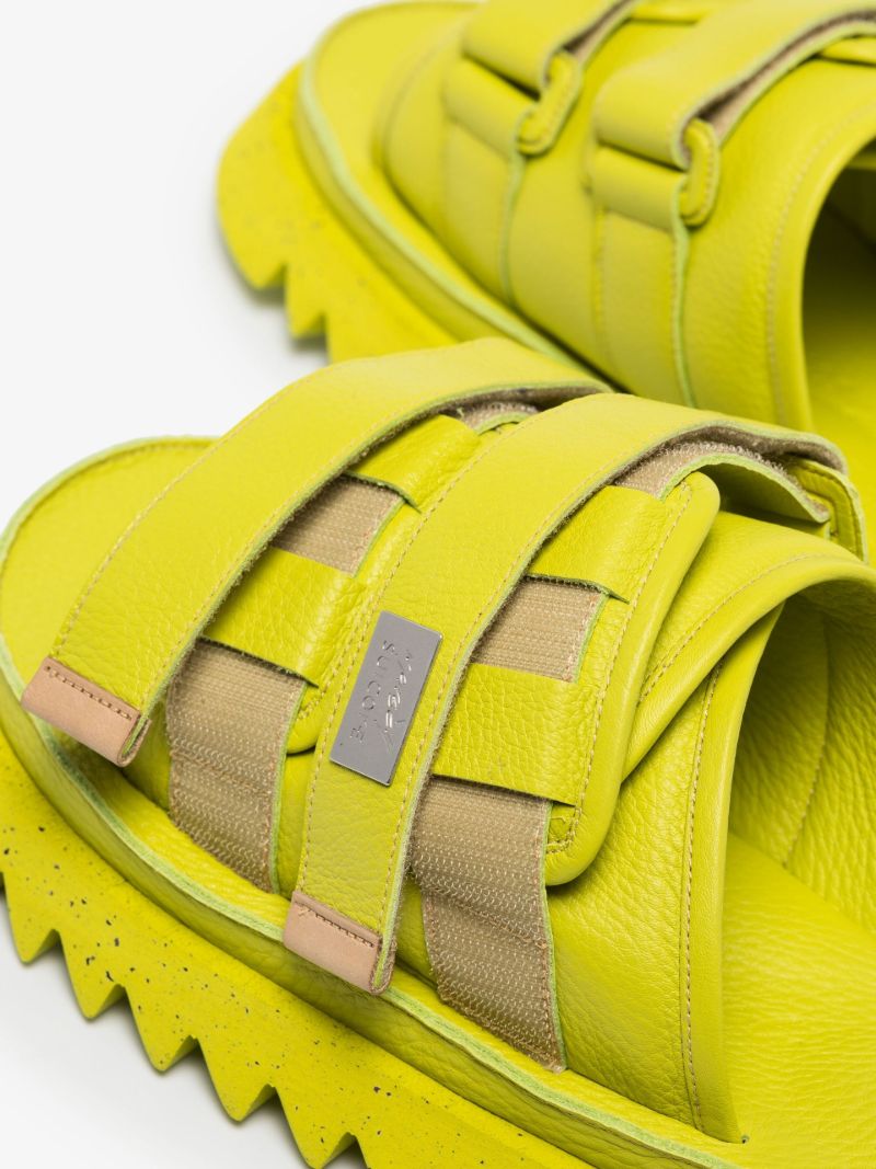 X Suicoke Green Moto Leather Sandals