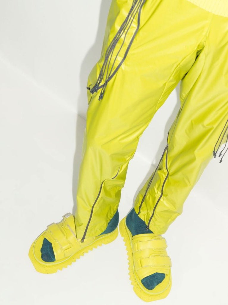 X Suicoke Green Moto Leather Sandals