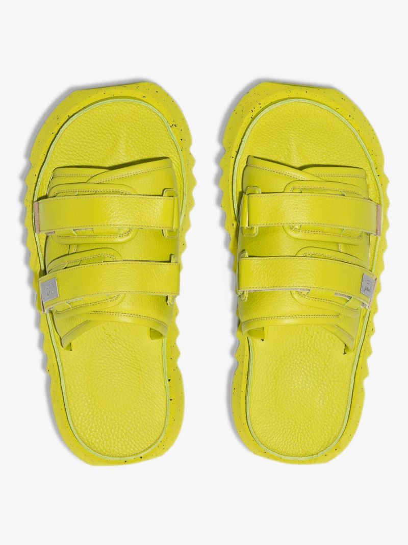 X Suicoke Green Moto Leather Sandals