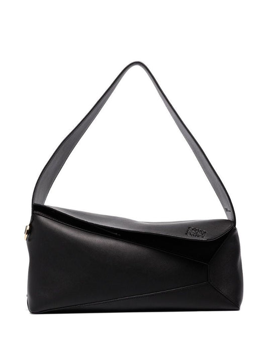 Black Puzzle Leather Shoulder Bag