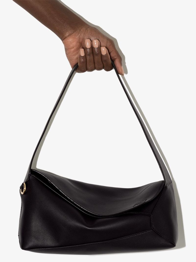 Black Puzzle Leather Shoulder Bag