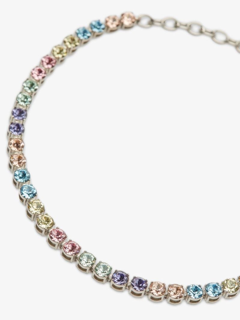 Silver Tone Candy Rainbow Crystal Tennis Anklet