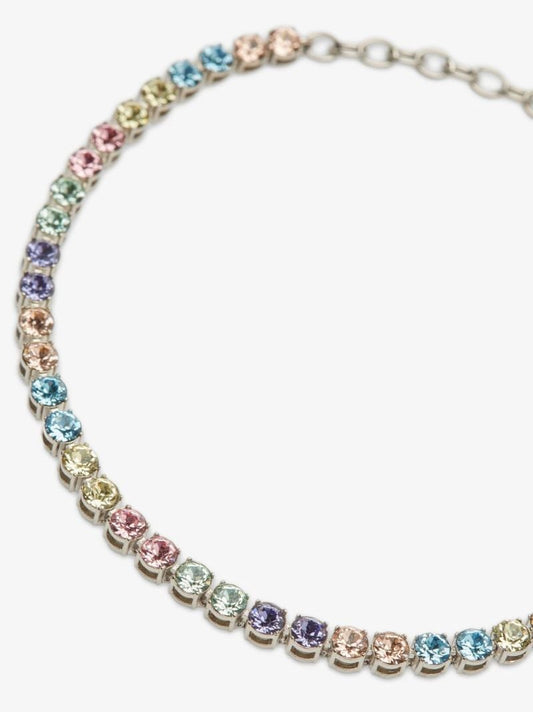 Silver Tone Candy Rainbow Crystal Tennis Anklet