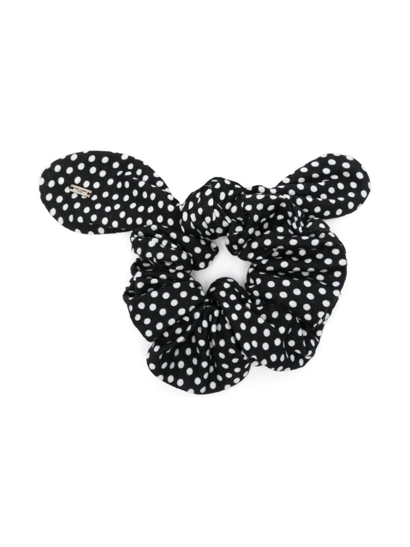 Black and White Polka Dot Hair Scrunchie