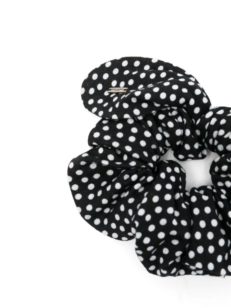 Black and White Polka Dot Hair Scrunchie