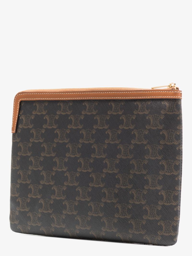 Brown Triomphe Small Canvas Clutch Bag