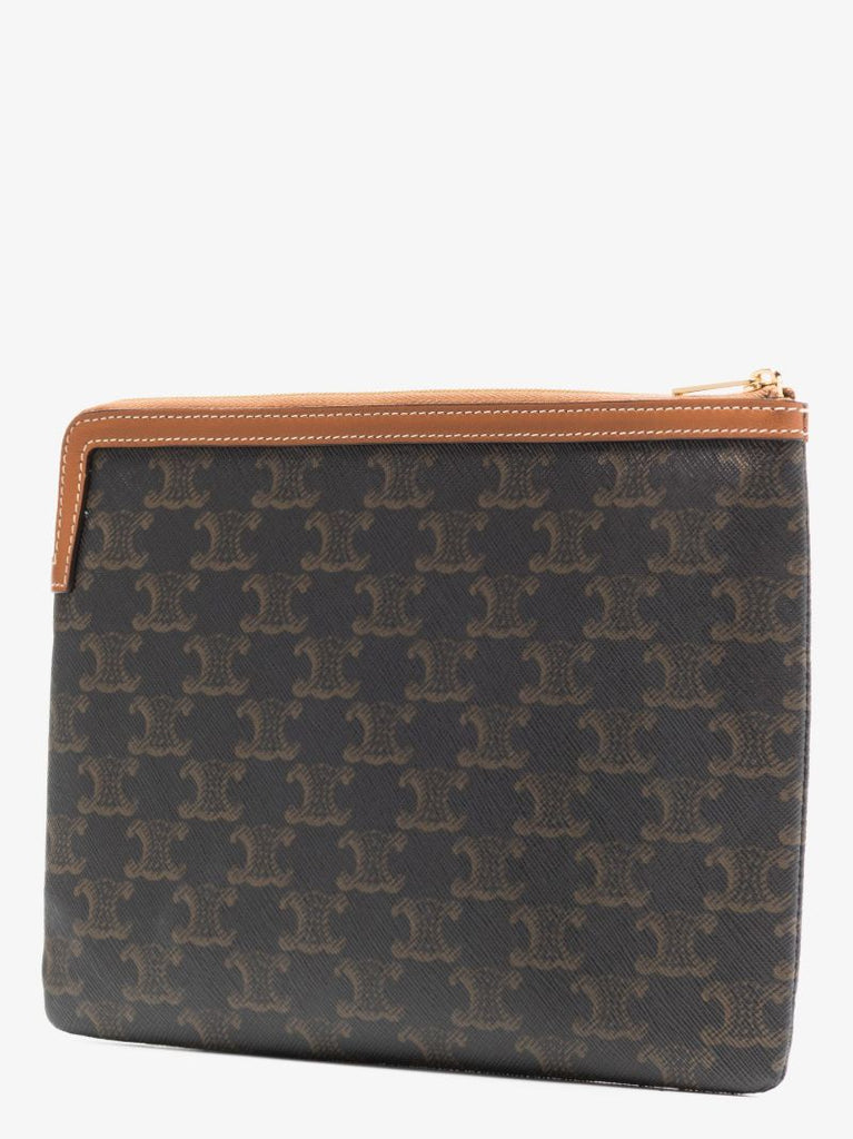 Brown Triomphe Small Canvas Clutch Bag