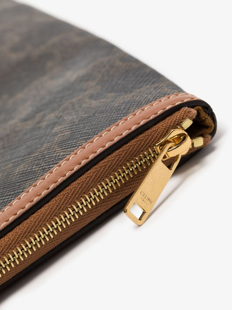 Brown Triomphe Small Canvas Clutch Bag