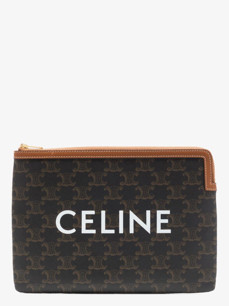 Brown Triomphe Small Canvas Clutch Bag