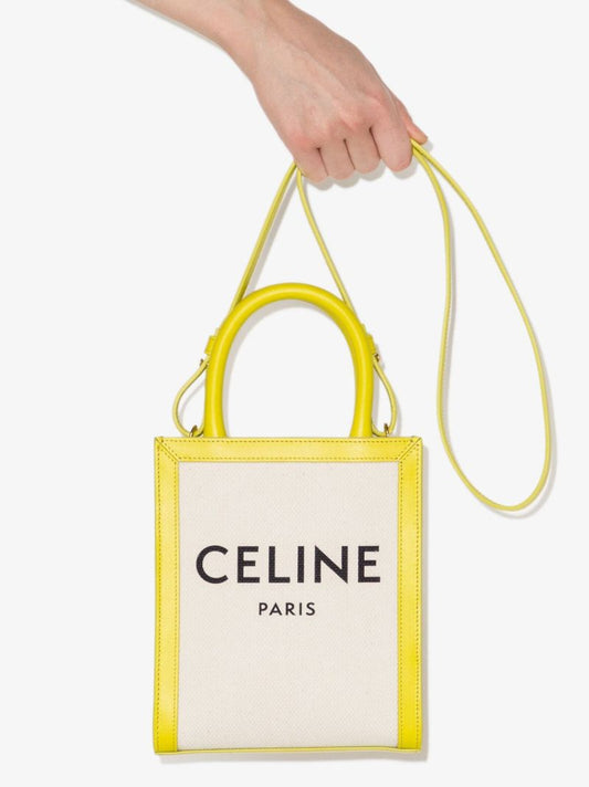 Neutral Cabas Mini Vertical Canvas Tote Bag