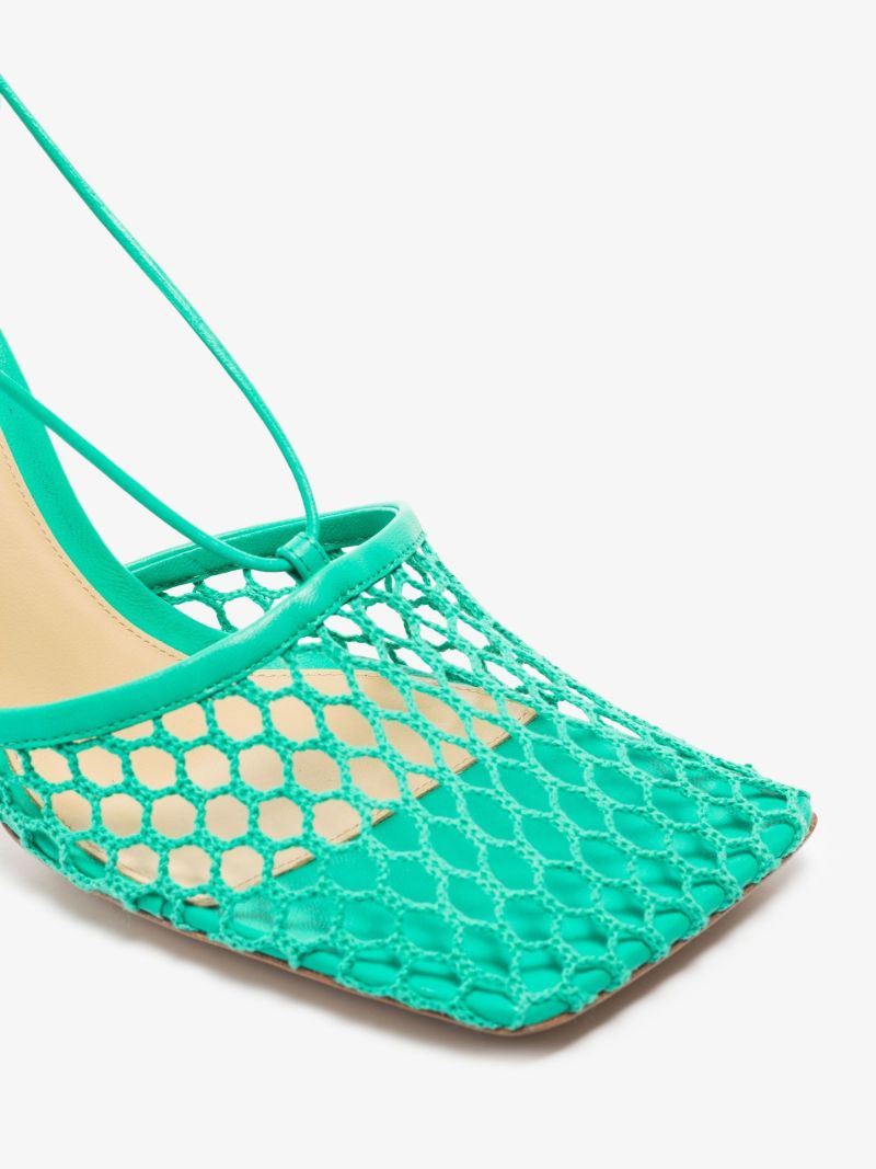 Green 90 Mesh Net Slingback Pumps
