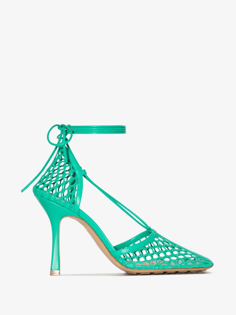 Green 90 Mesh Net Slingback Pumps