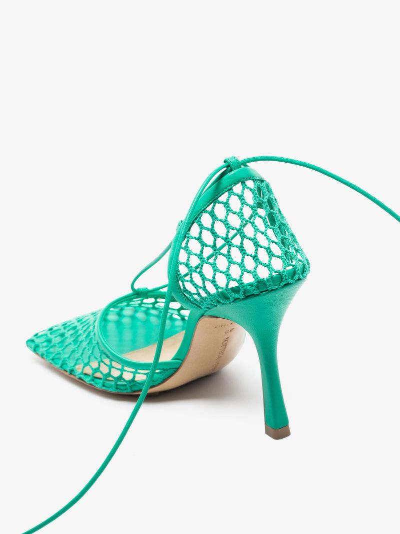 Green 90 Mesh Net Slingback Pumps