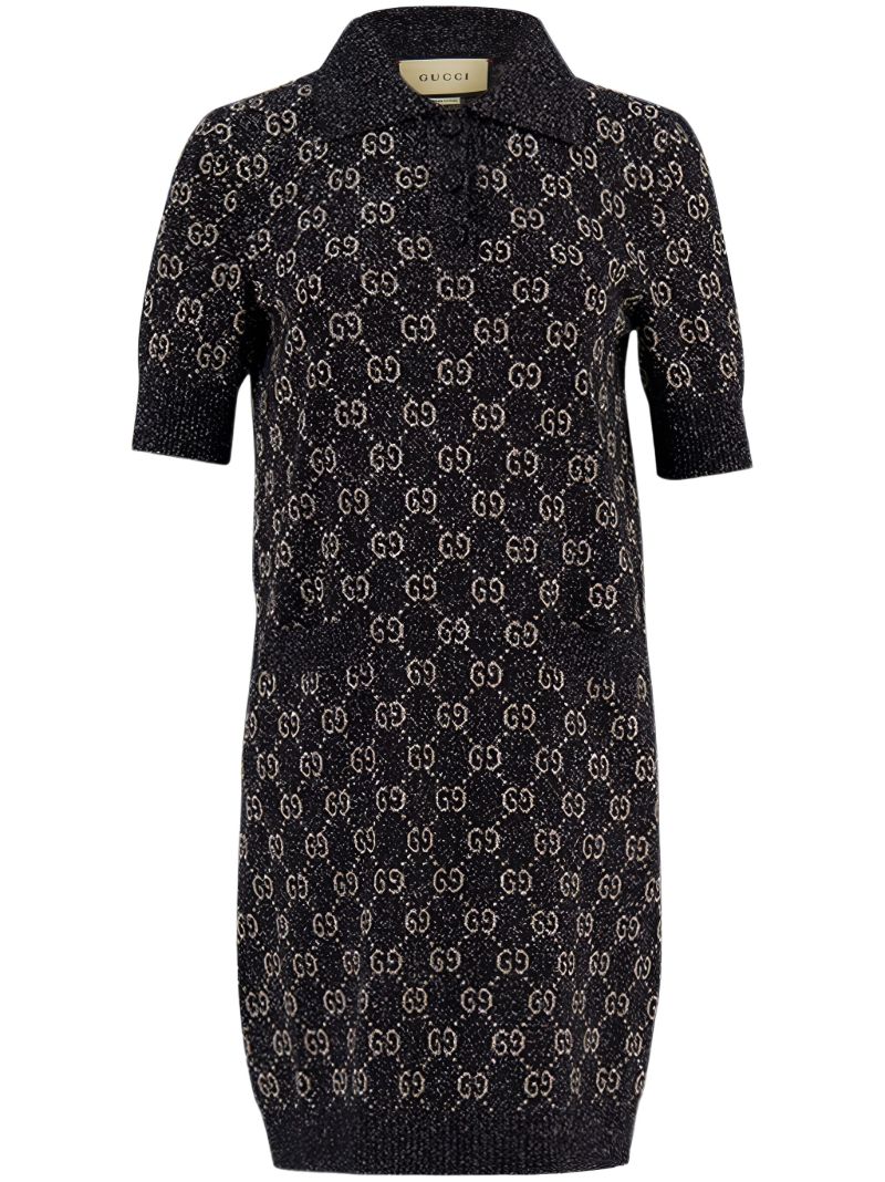 Black Gg Cotton Jacquard Mini Dress