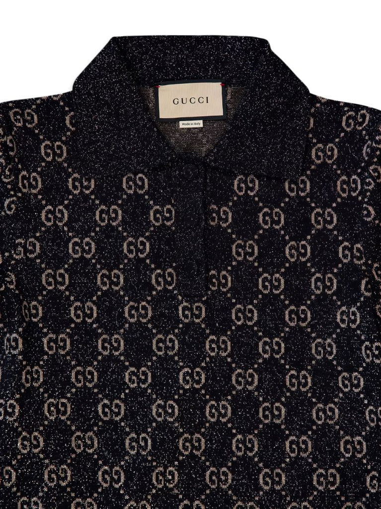 Black Gg Cotton Jacquard Mini Dress