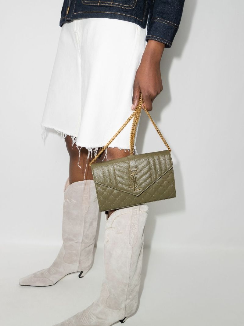 Green Envelope Leather Cross Body Bag