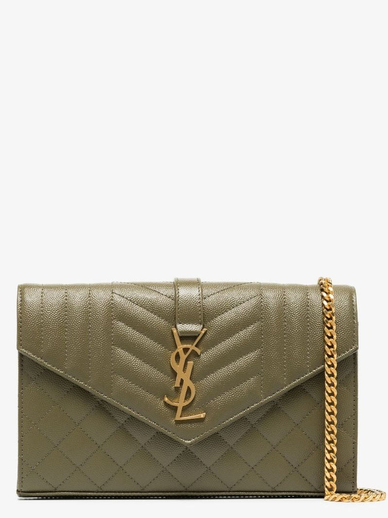 Green Envelope Leather Cross Body Bag