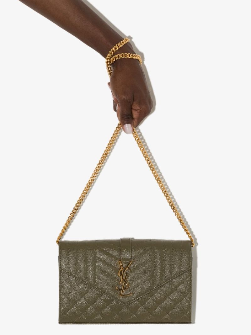 Green Envelope Leather Cross Body Bag