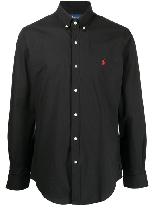 Black Polo Pony Logo Cotton Shirt