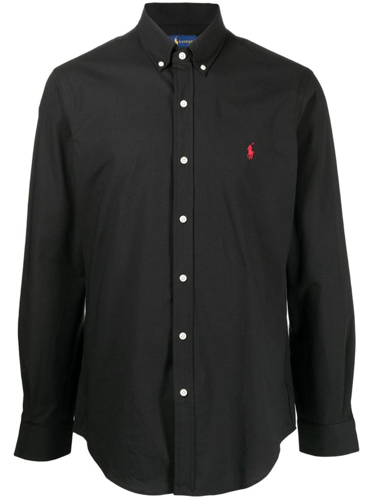 Black Polo Pony Logo Cotton Shirt