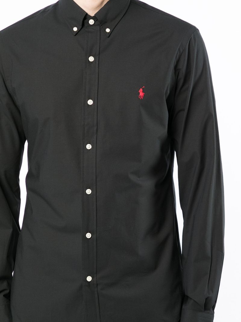 Black Polo Pony Logo Cotton Shirt