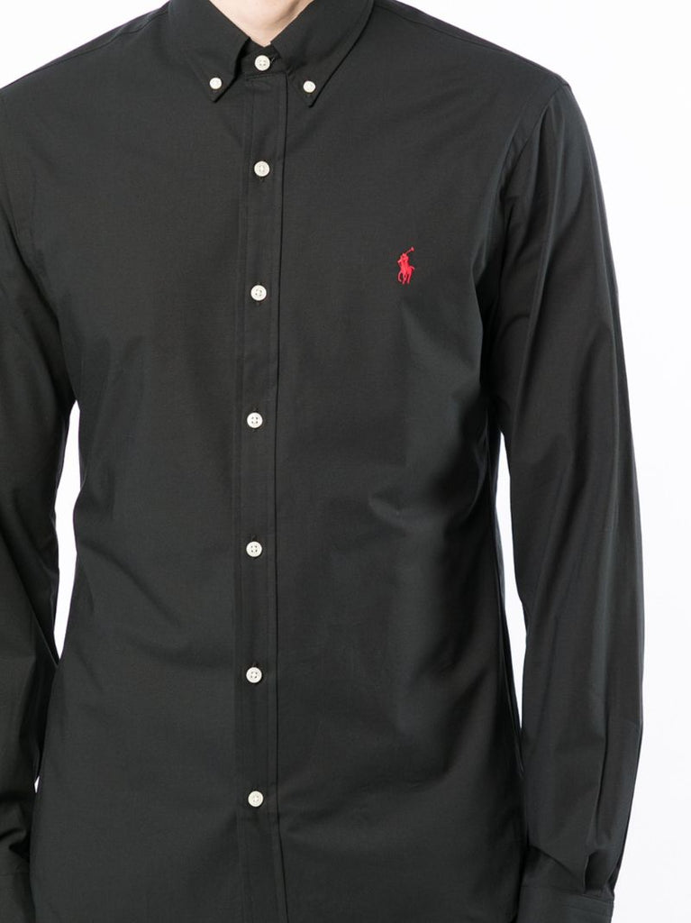 Black Polo Pony Logo Cotton Shirt