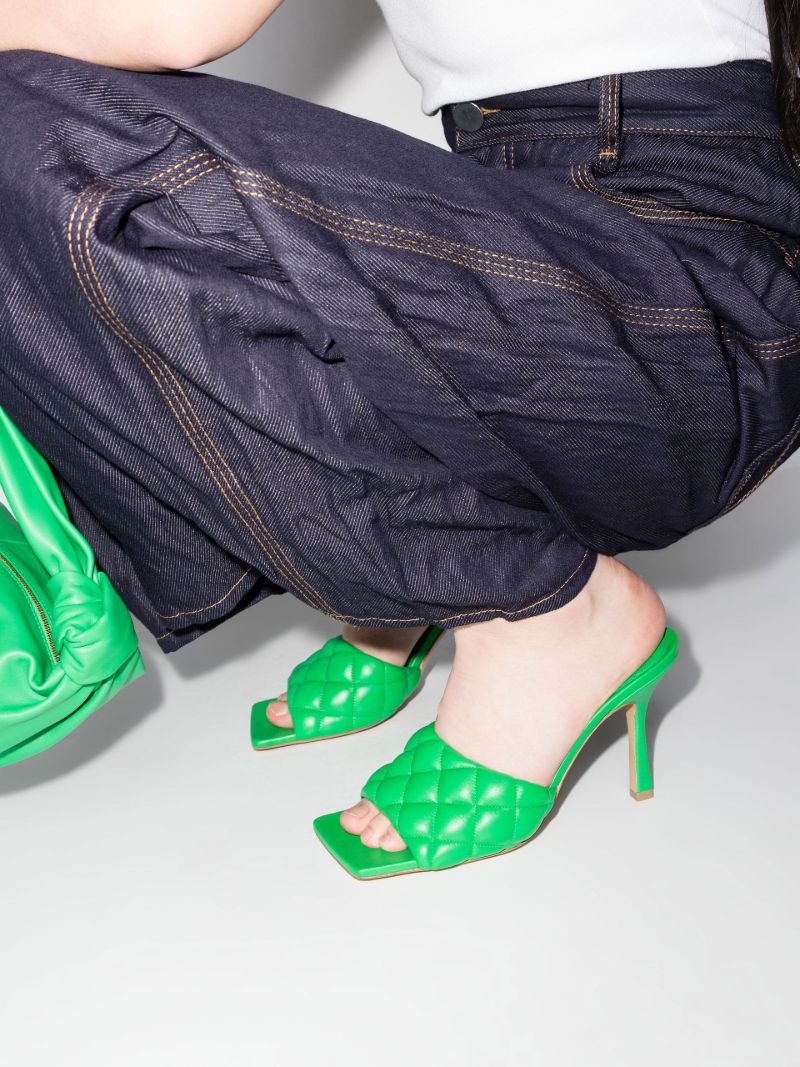 Green Padded 90 Leather Sandals