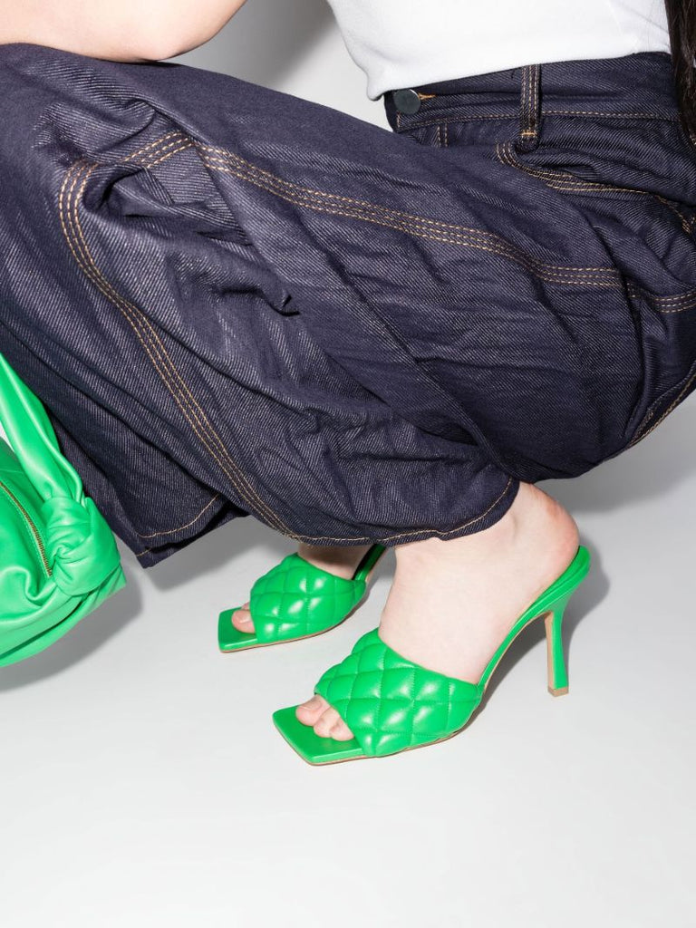 Green Padded 90 Leather Sandals