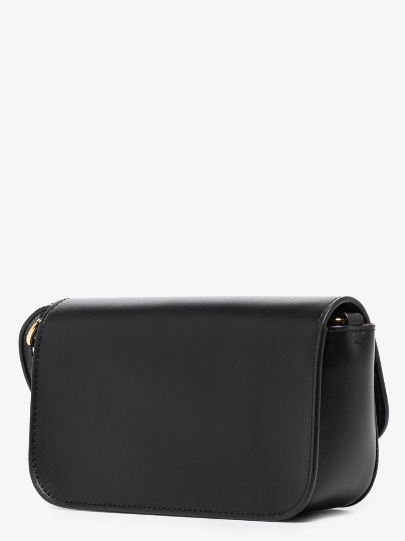 Black Chain Anchor Baguette Leather Cross Body Bag