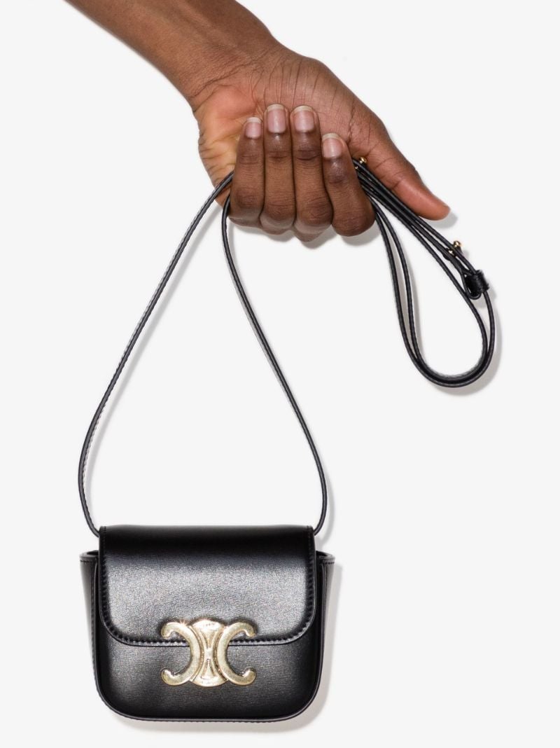 Black Mini Triomphe Leather Crossbody Bag
