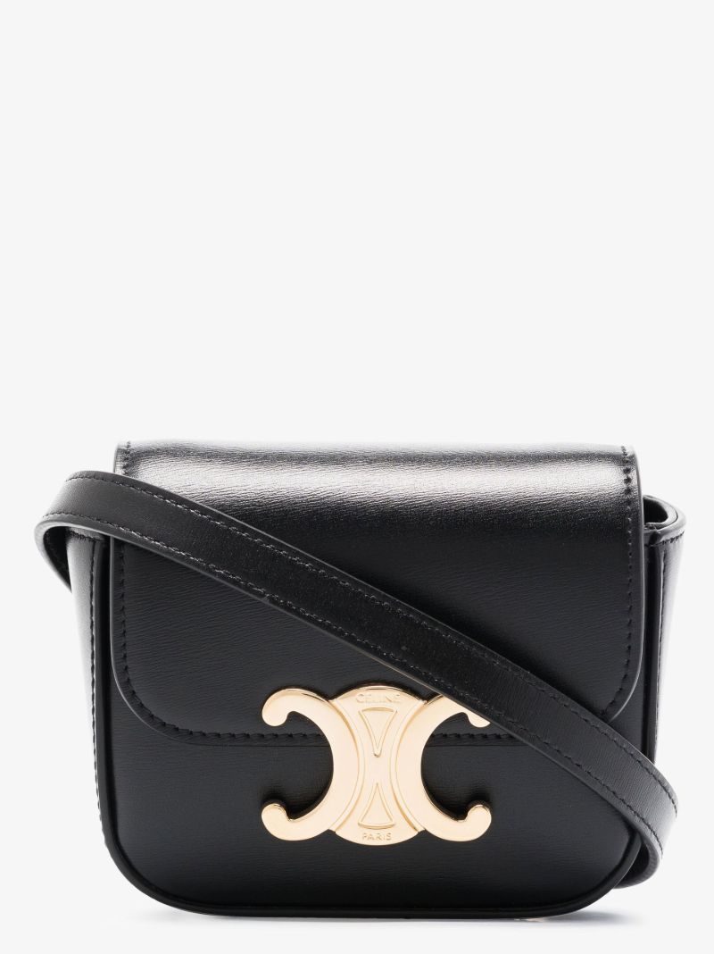 Black Mini Triomphe Leather Crossbody Bag