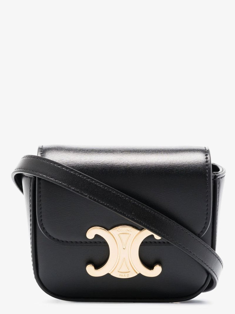 Black Mini Triomphe Leather Crossbody Bag
