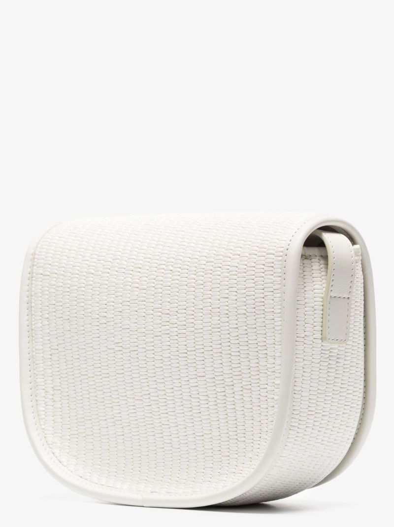 White Folco Woven Leather Shoulder Bag