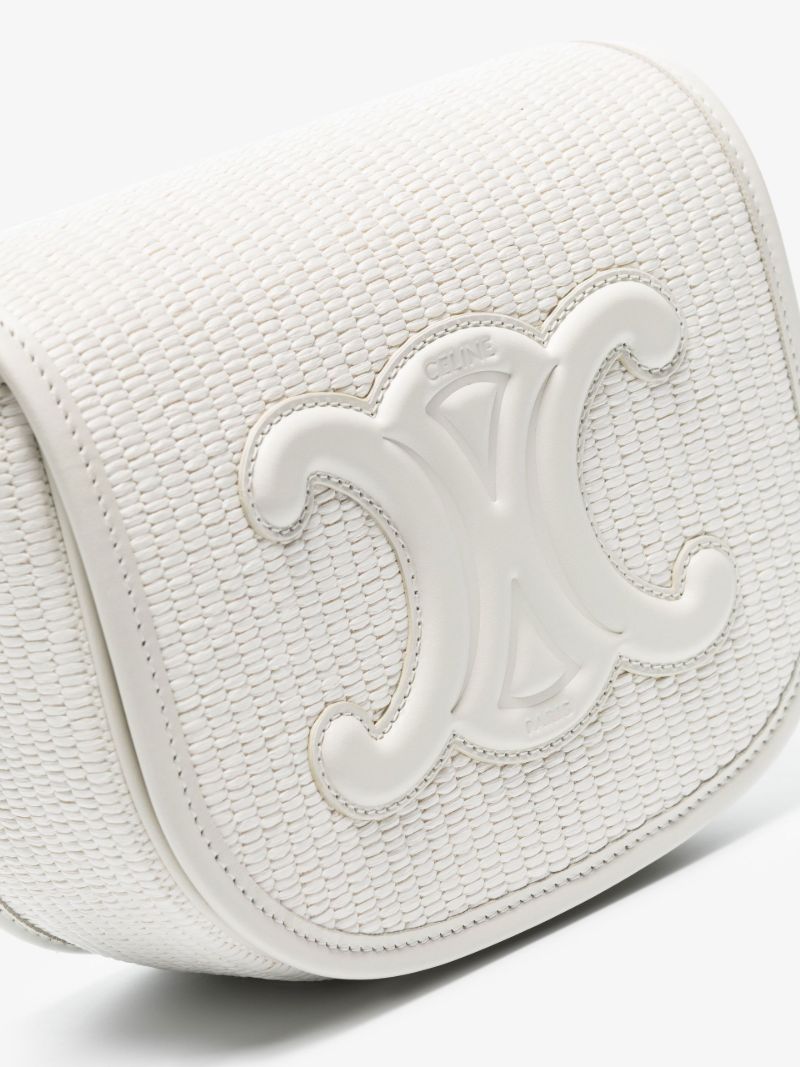 White Folco Woven Leather Shoulder Bag