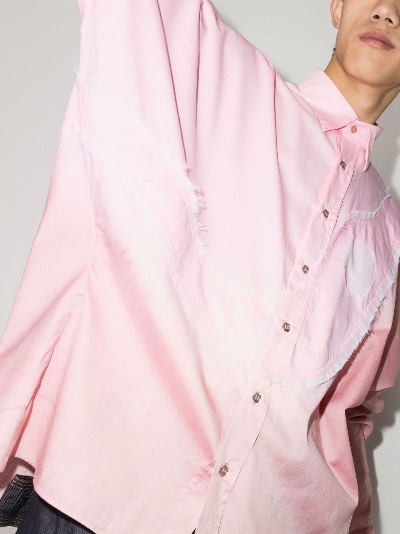 Pink Sash Panelled Cotton Shirt