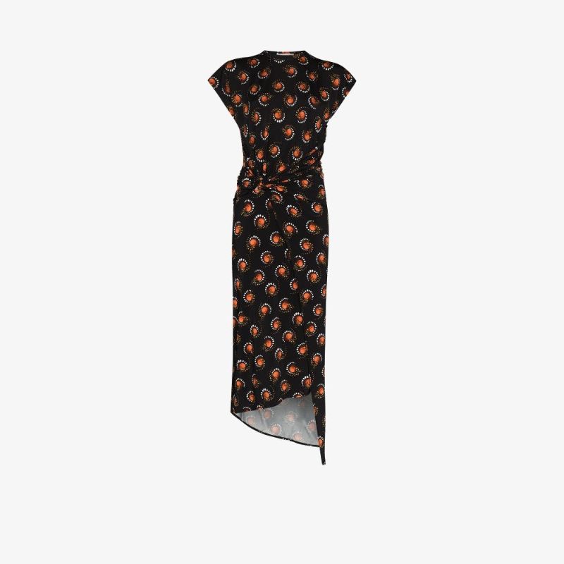 Graphic Print Asymmetric Midi Dress