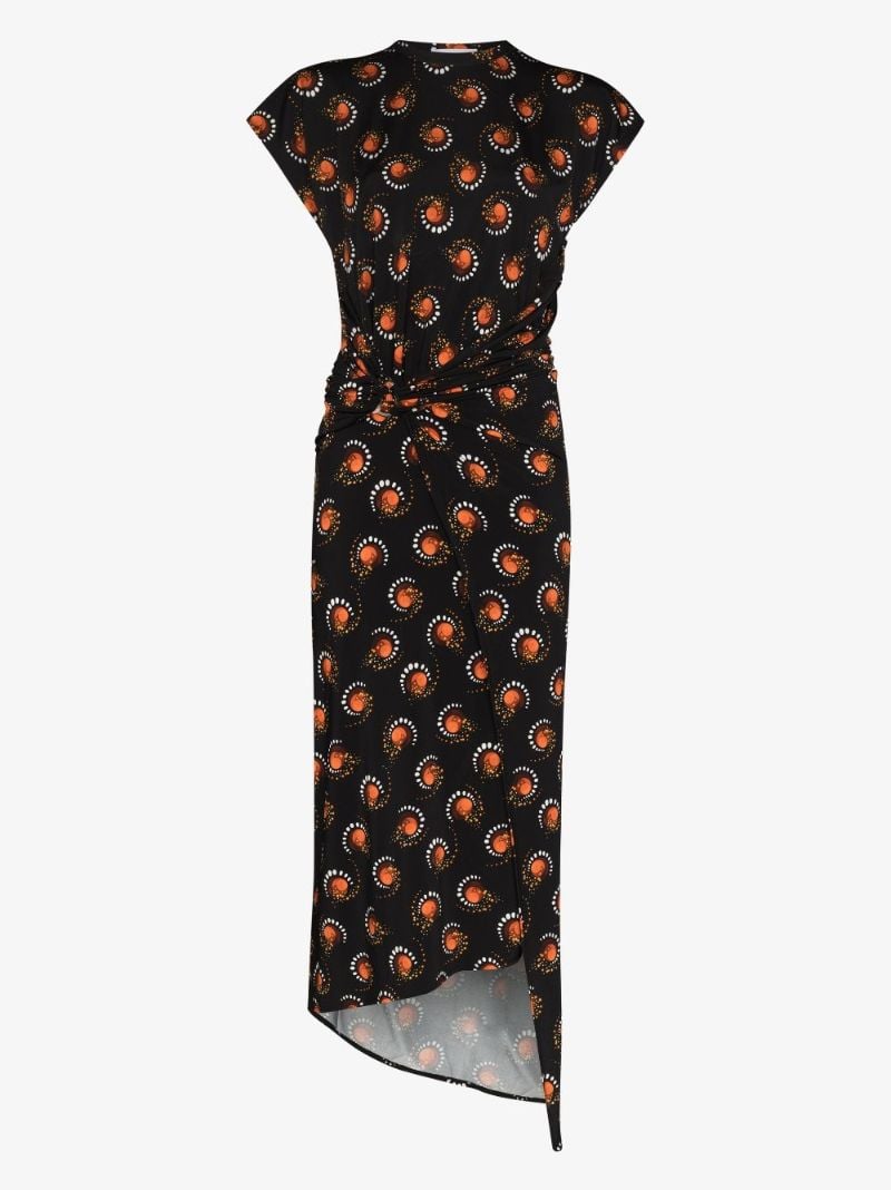 Graphic Print Asymmetric Midi Dress