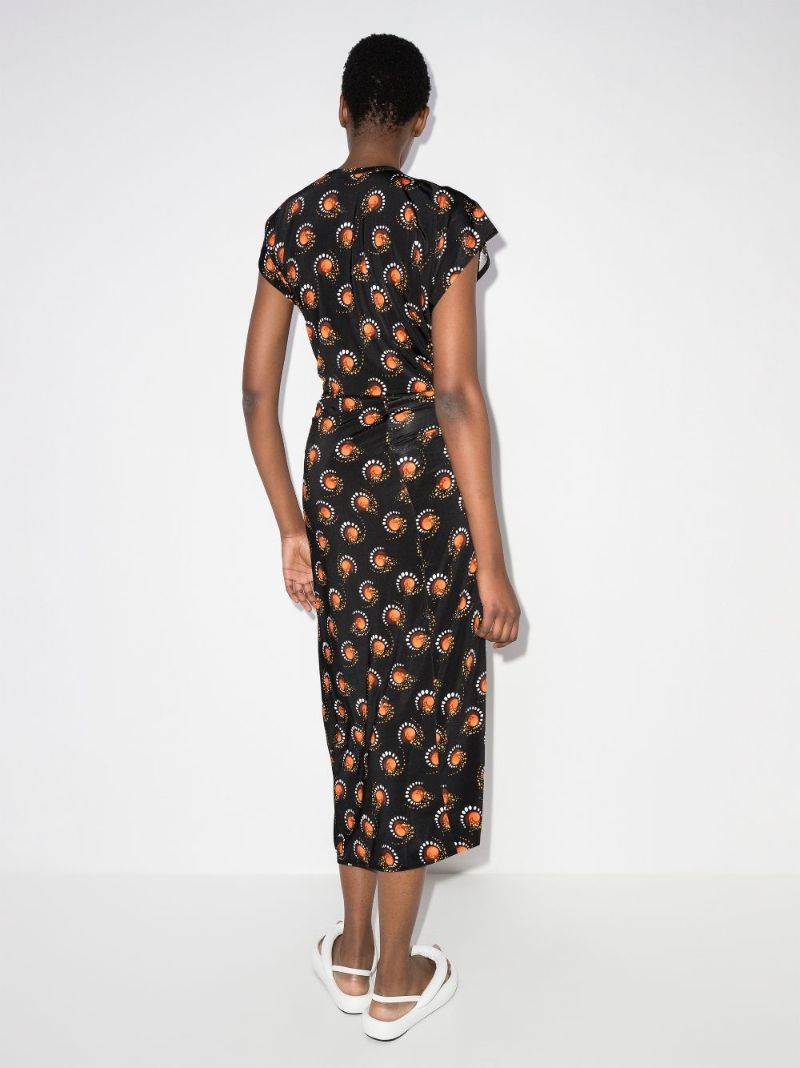 Graphic Print Asymmetric Midi Dress
