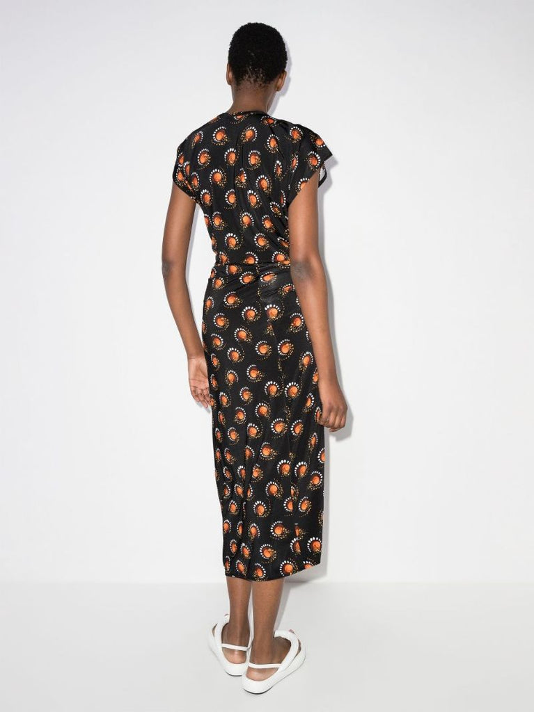 Graphic Print Asymmetric Midi Dress
