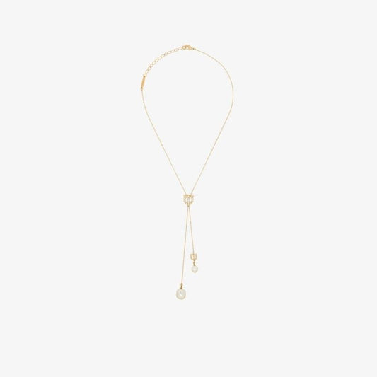 Gancini Pearl-drop Chain Necklace