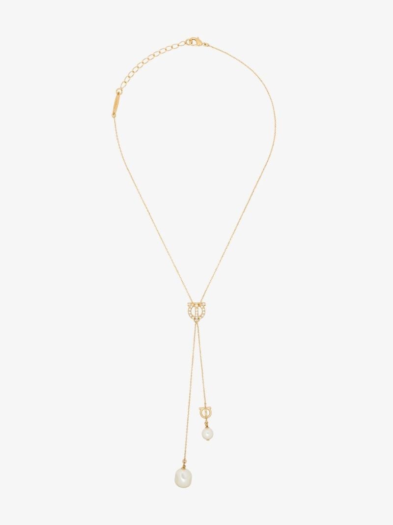 Gancini Pearl-drop Chain Necklace