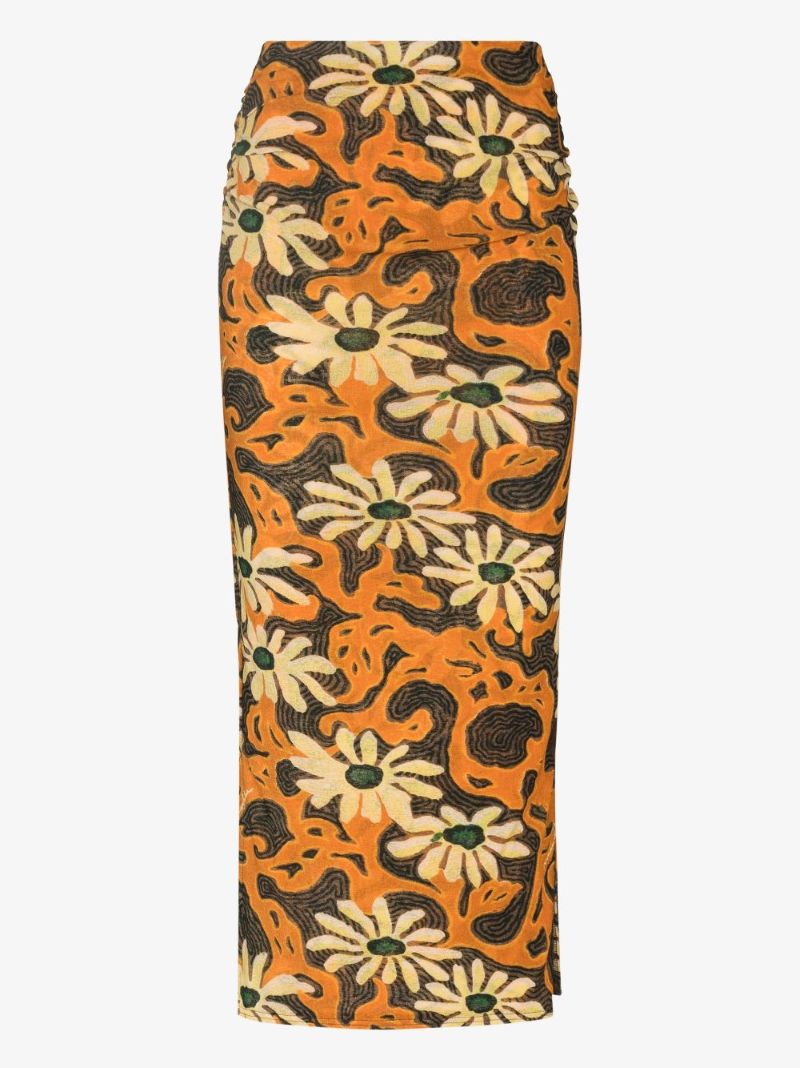 Sibi Floral Print Midi Skirt