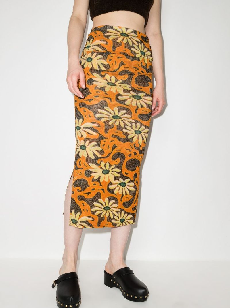 Sibi Floral Print Midi Skirt