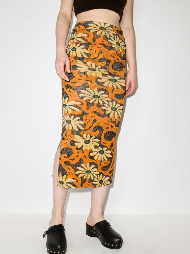 Sibi Floral Print Midi Skirt