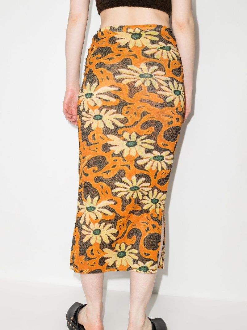 Sibi Floral Print Midi Skirt
