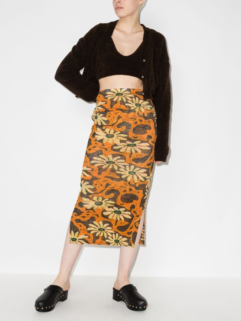 Sibi Floral Print Midi Skirt