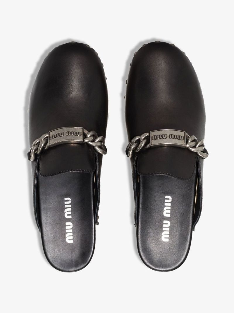 Black Studded Leather Clogs
