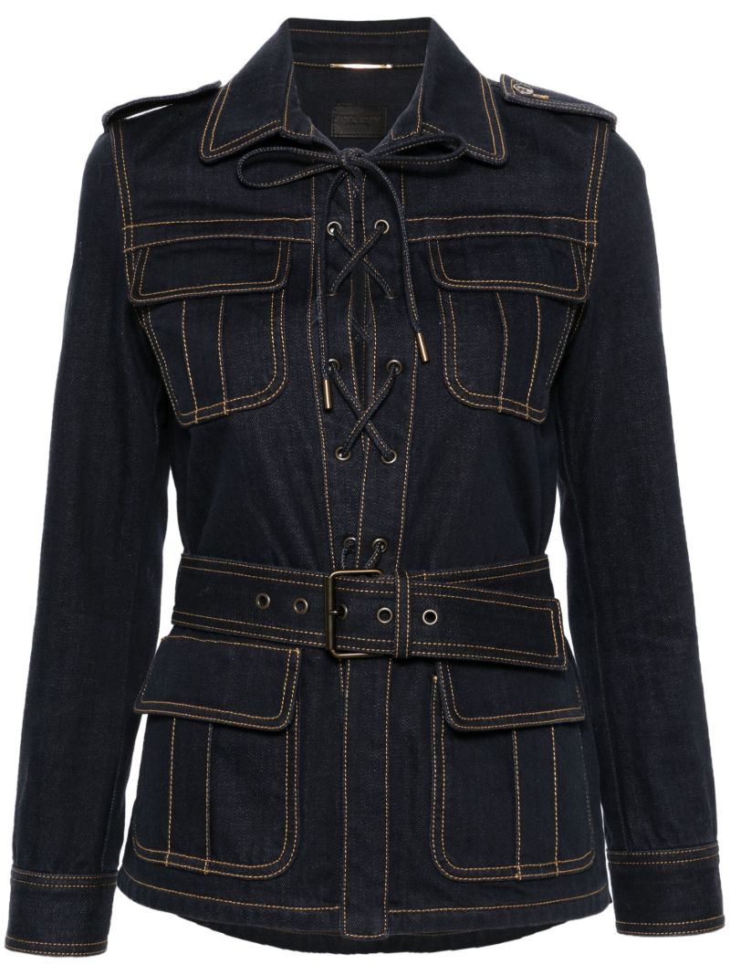 Blue Lace-up Denim Shirt